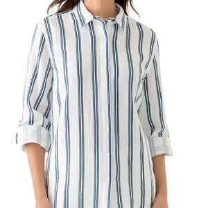 Kim Rogers Blue and White Striped Button Up Front Shirt NWT